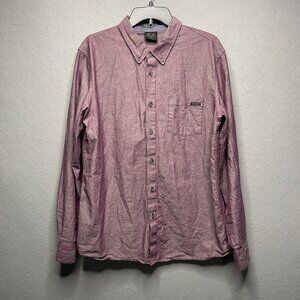 Oakley Mens Long Sleeve Button-Up Shirt L 100% Cotton Casual Red